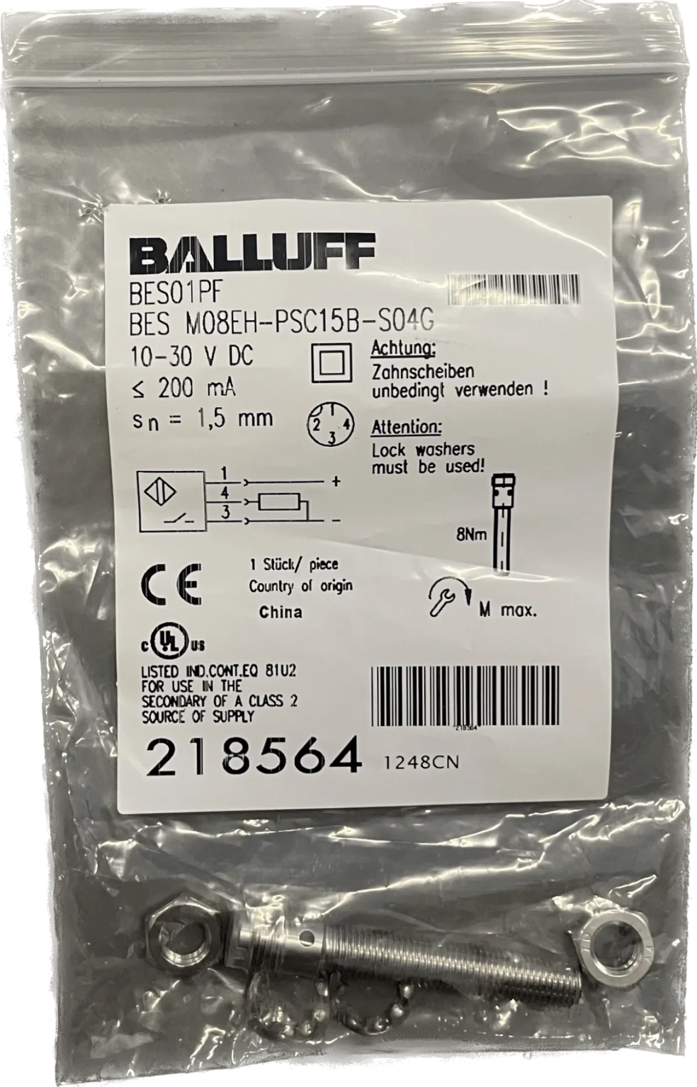 BALLUFF Induktive Standardsensoren mit Vorzugstypen BES M08EH-PSC15B-S04G - 1