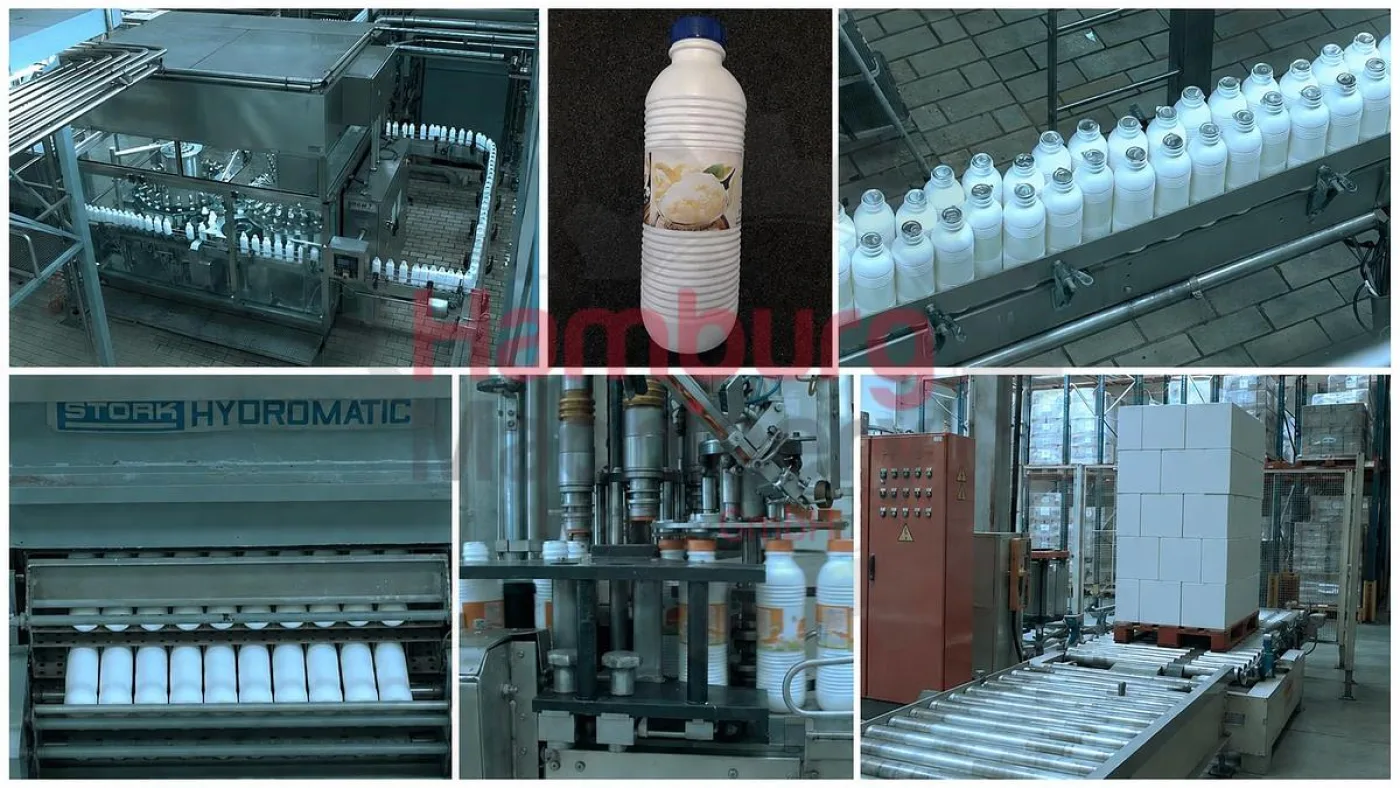 Bottle blowing, filling, closing, sterilizing, labelling and packing line for PE bottles of 1,5 liter with milk - Sidel / Remy / Stork - 1