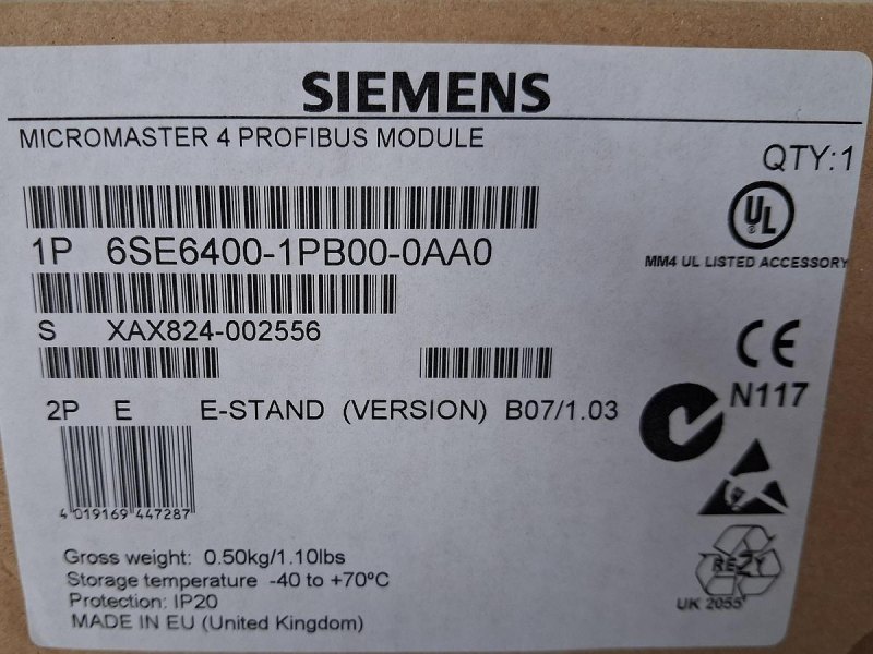 Siemens MICROMASTER 4 PROFIBUS Module 6SE6400-1PB00-0AA0