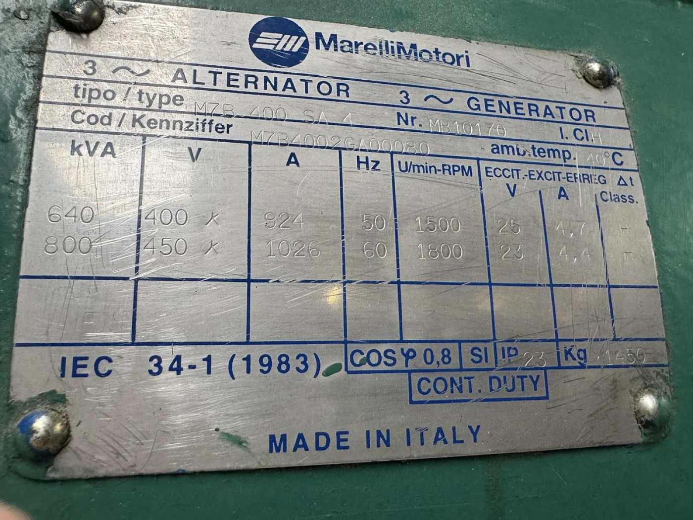 VOLVO TWD1630G / MARELLI DIESEL GEN.SET 470 KVA - 6