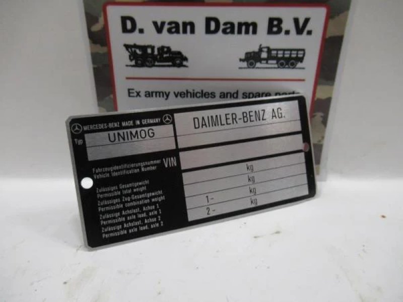 Voertuig identificatieplaat