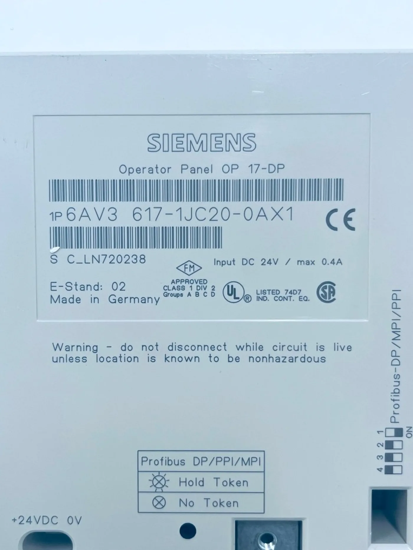 Siemens 6AV3617-1JC20-0AX1 SIMATIC OP 17-DP C-LN720238 - 5