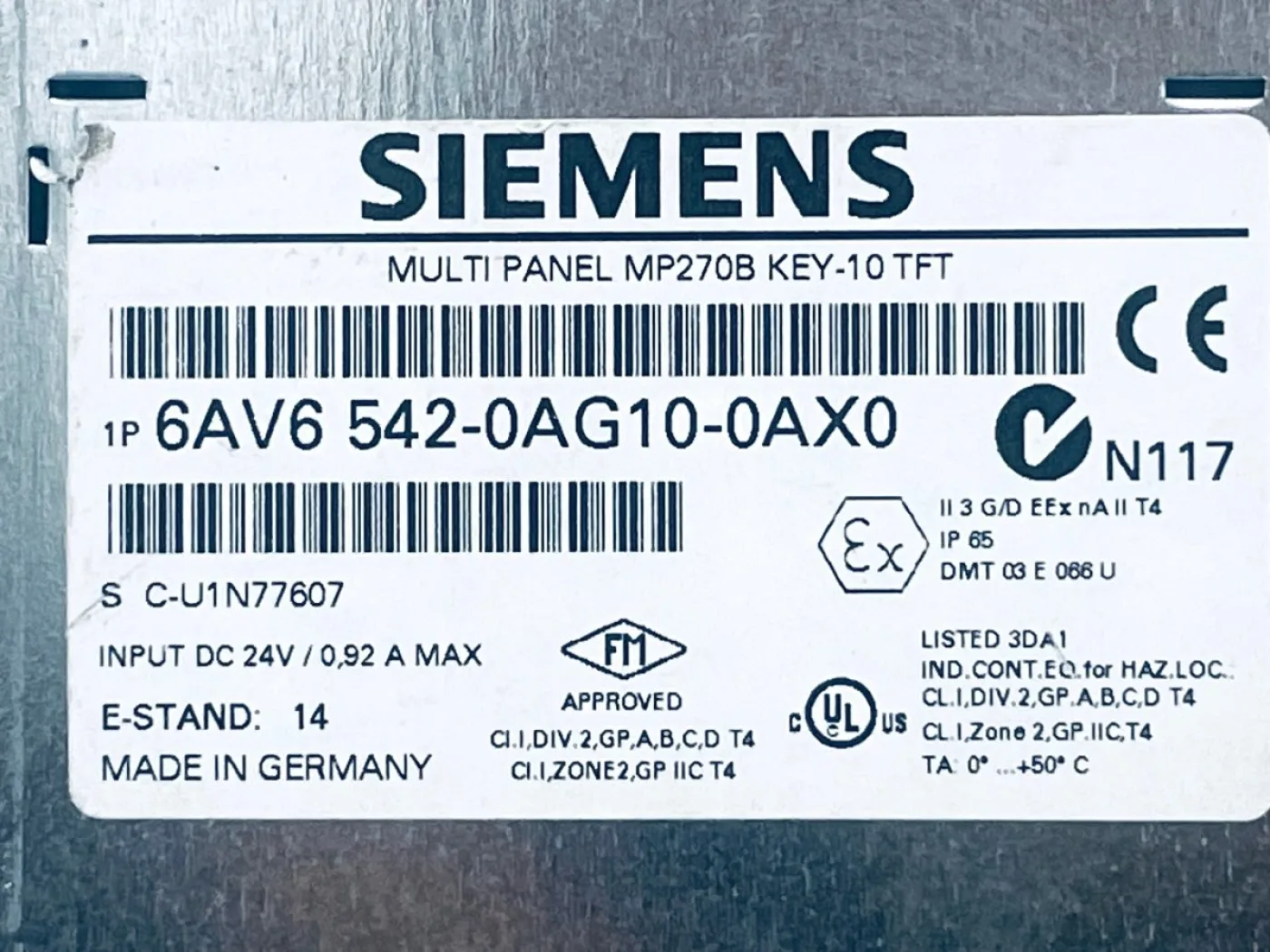 Siemens SIMATIC MP 270B KEY 6AV6542-0AG10-0AX0 - 3