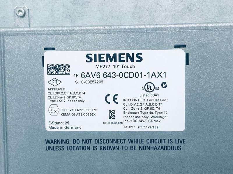 Siemens SIMATIC MP277 10" Touch 6AV6643-0CD01-1AX1 C-C9E57206