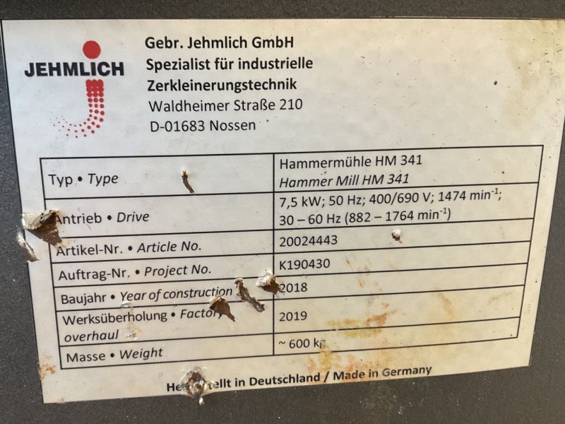 Jehmlich GmbH Nossen Hammer Mill HM-341 - Hammer Mill