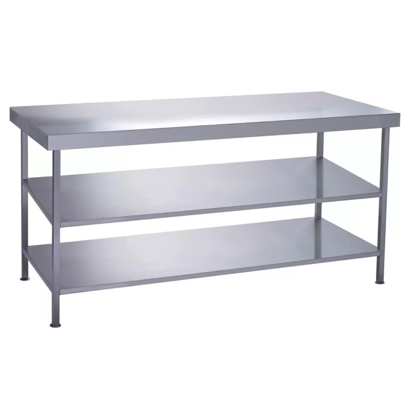 Parry Fully Welded Stainless Steel Centre Table 2 Undershelves 1200x600mm - islandcatering