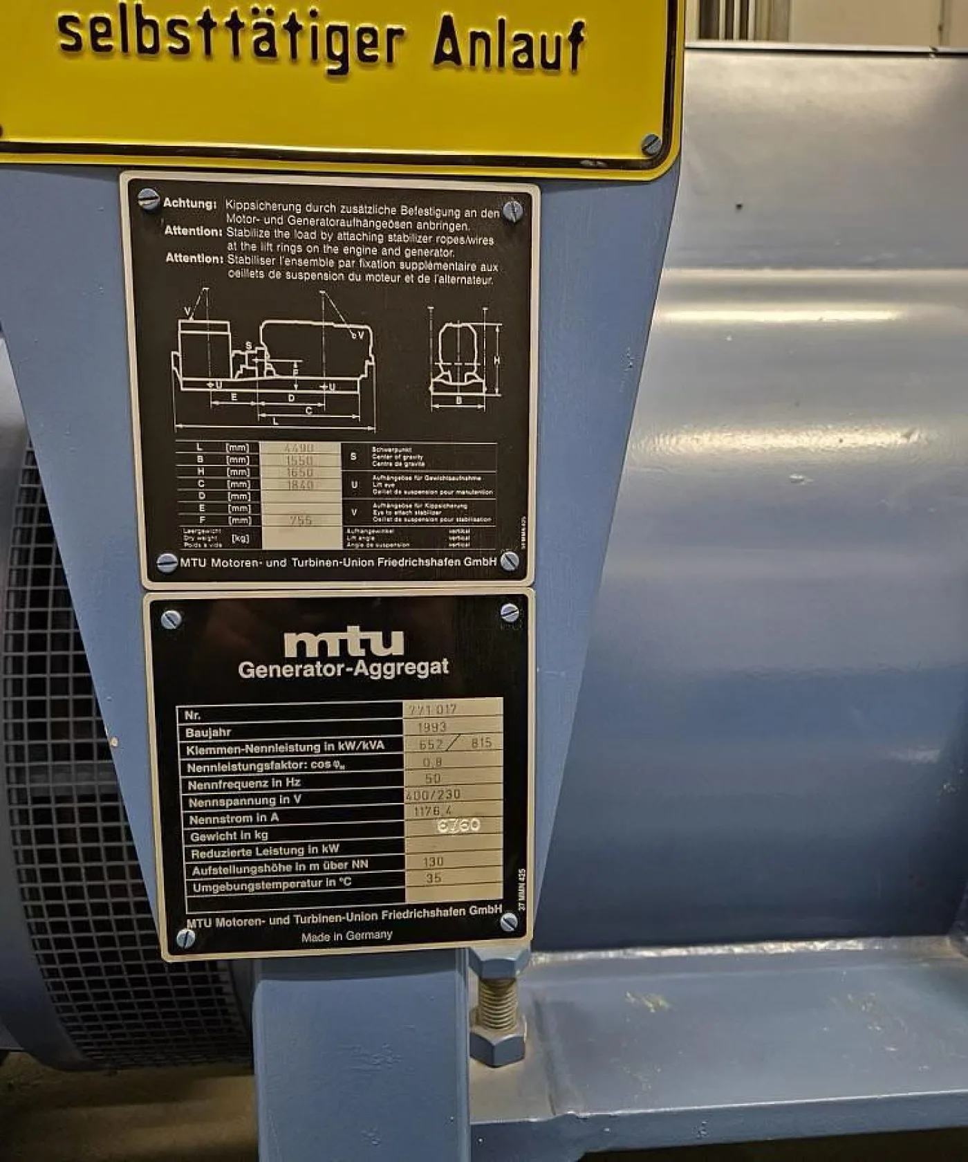 MTU 8V396 DIESEL GEN.SET 815 KVA - 7