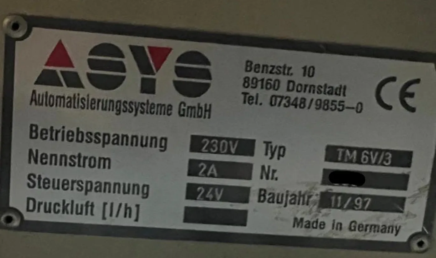 ASYS TM6V/3 conveyor, vintage 1997 - 2