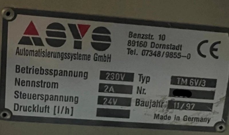 ASYS TM6V/3 conveyor, vintage 1997