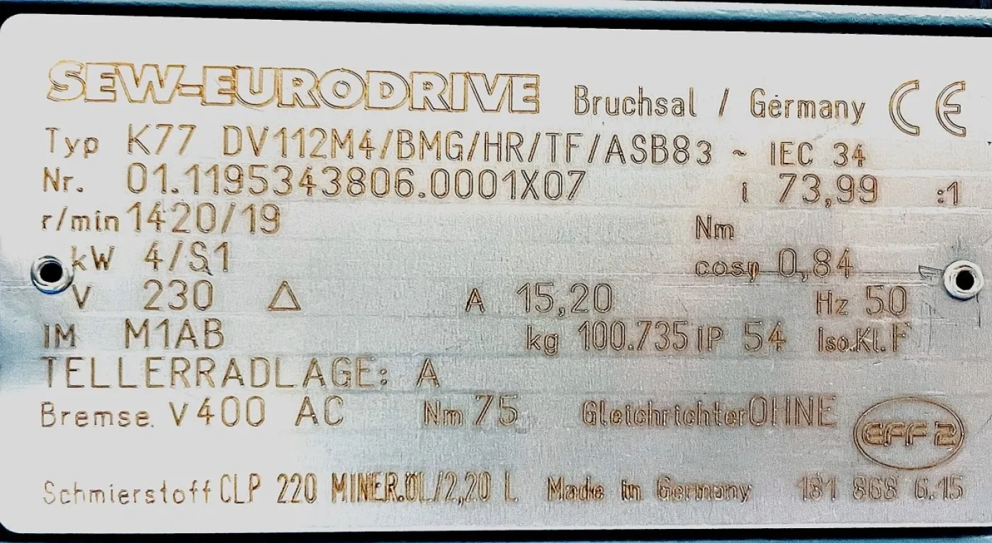 SEW K77 DV112M4/BMG/HR/TF/ASB8 Getriebemotor - 4