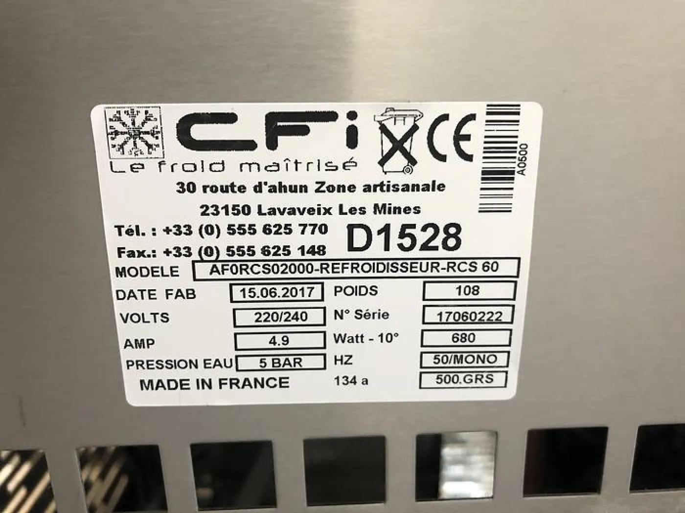 CFI AFORCS02000 Water Chiller - 1