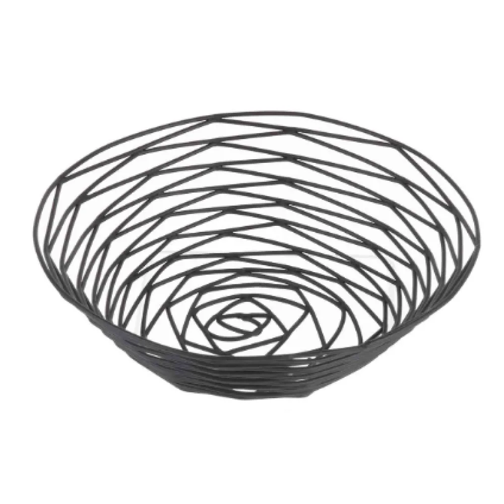 Table Craft Artisan Collection Round Basket, Black Powder Coated Steel 20.5 x 20.5 x 5.5cm - islandcatering