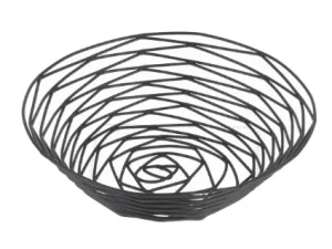 Table Craft Artisan Collection Round Basket, Black Powder Coated Steel 20.5 x 20.5 x 5.5cm - islandcatering