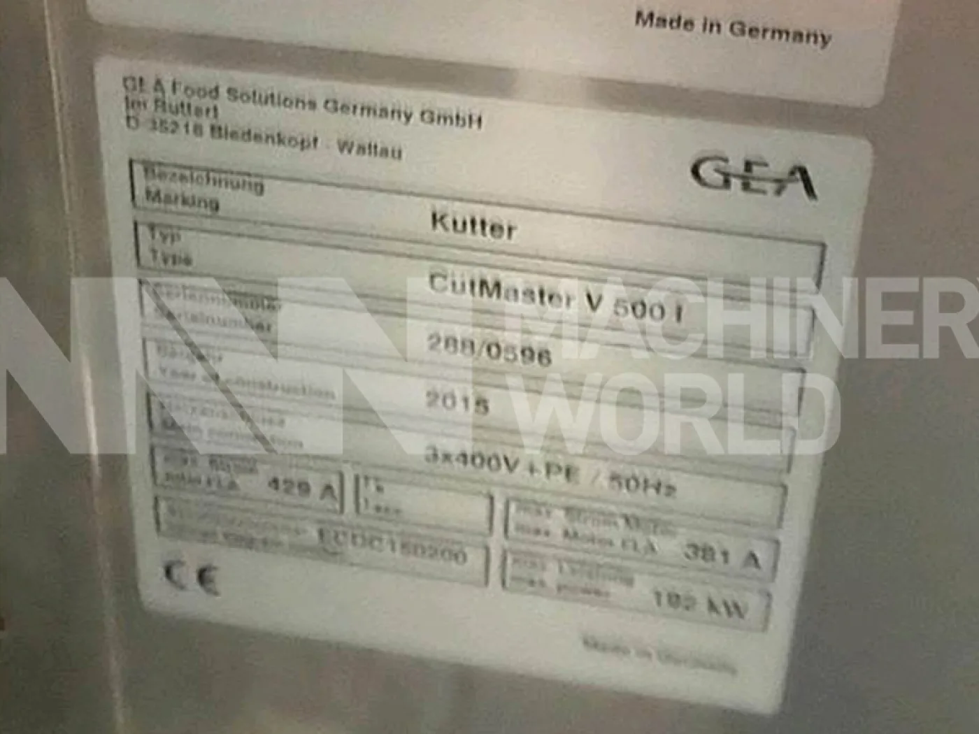 GEA CutMaster 500V Bowl Cutter Chopper with Vacuum & LN2 Injection (Fully Rebuilt – 2026) - 2