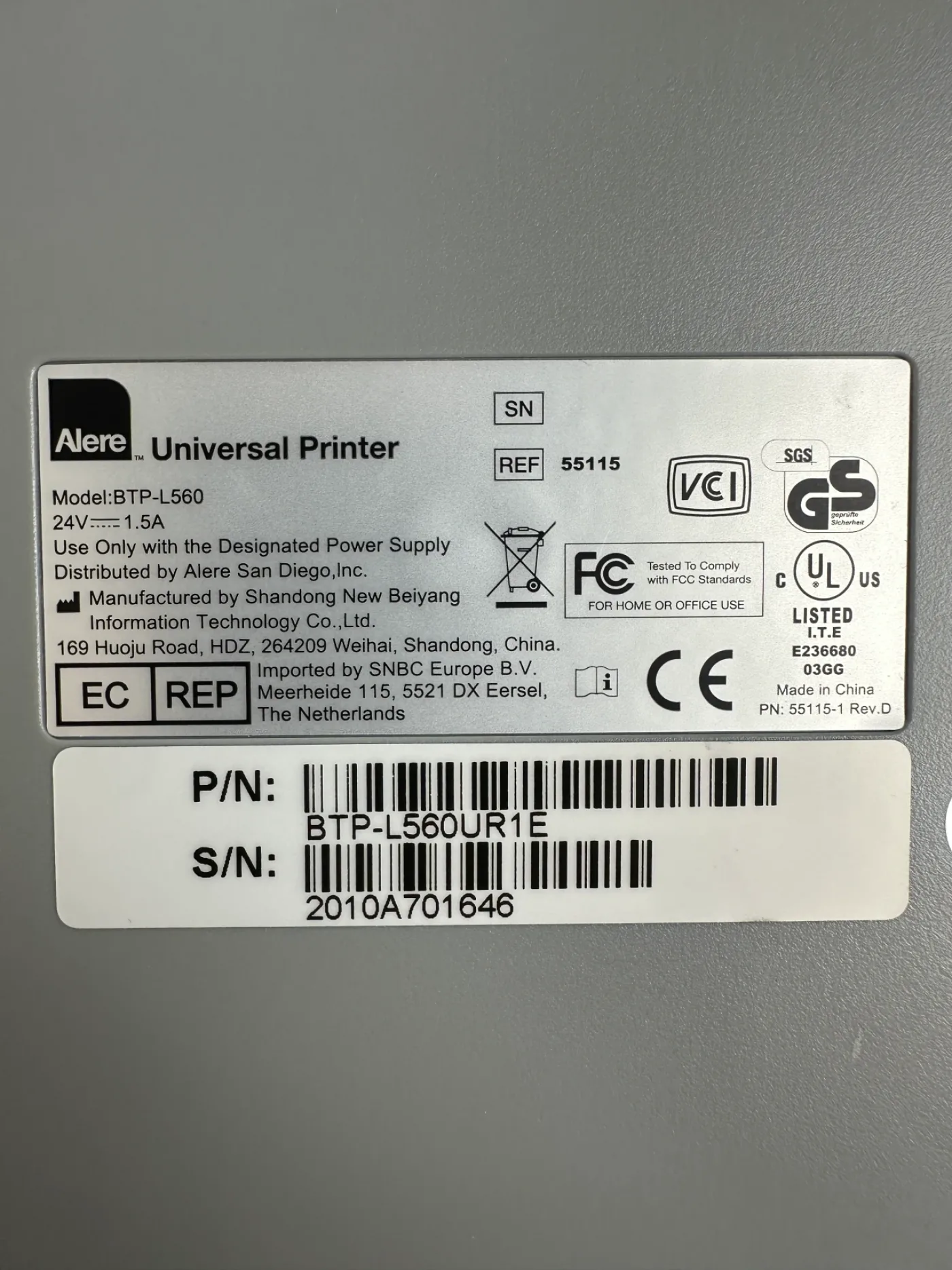 Alere Universal Printer BTP-L560 Labelprinter mit Scanner - 7