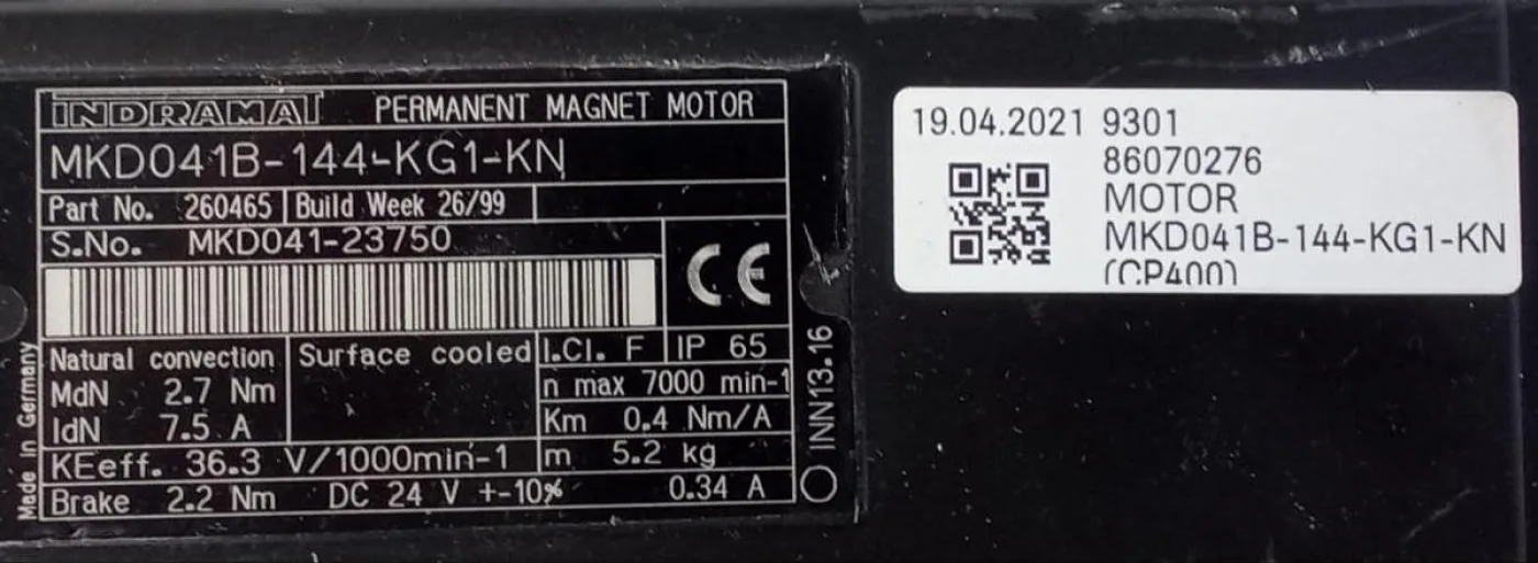 Indramat MKD041B-144-KG1-KN Permanent Magnet Motor - 7
