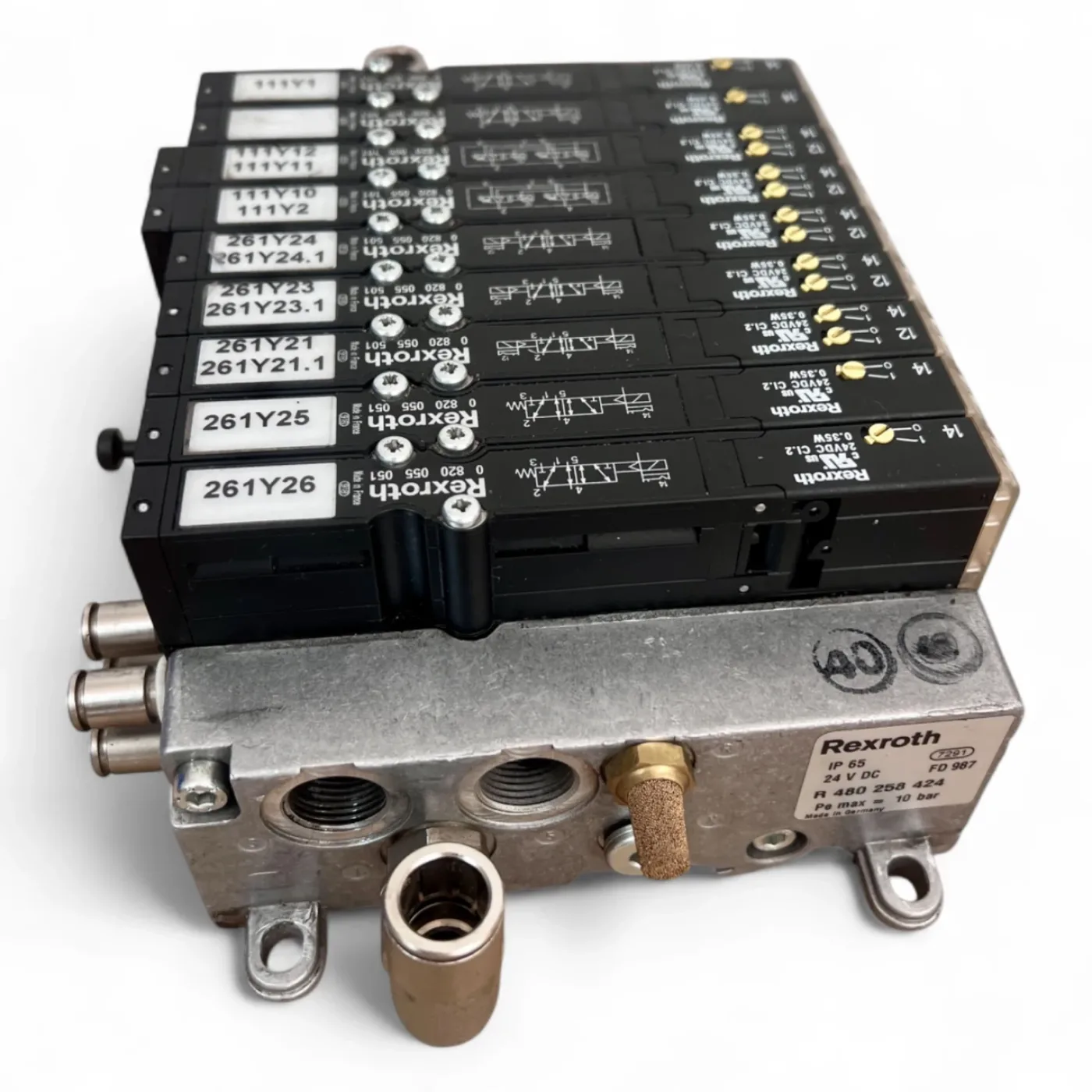 Rexroth Ventilinsel 0 820 055 101G – 9 × R 480 258 424 (IP65, 24 V DC, 10 bar) – passend u.a für HOMAG BOF / BAZ / BHC - 4