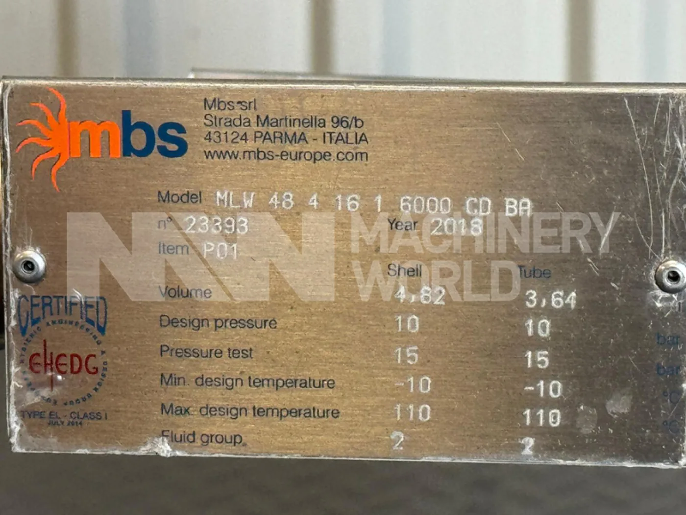 MBS MLW Multitube Corrugated Shell-in-Tube Tubular Heat Exchanger (Year 2018) - 6