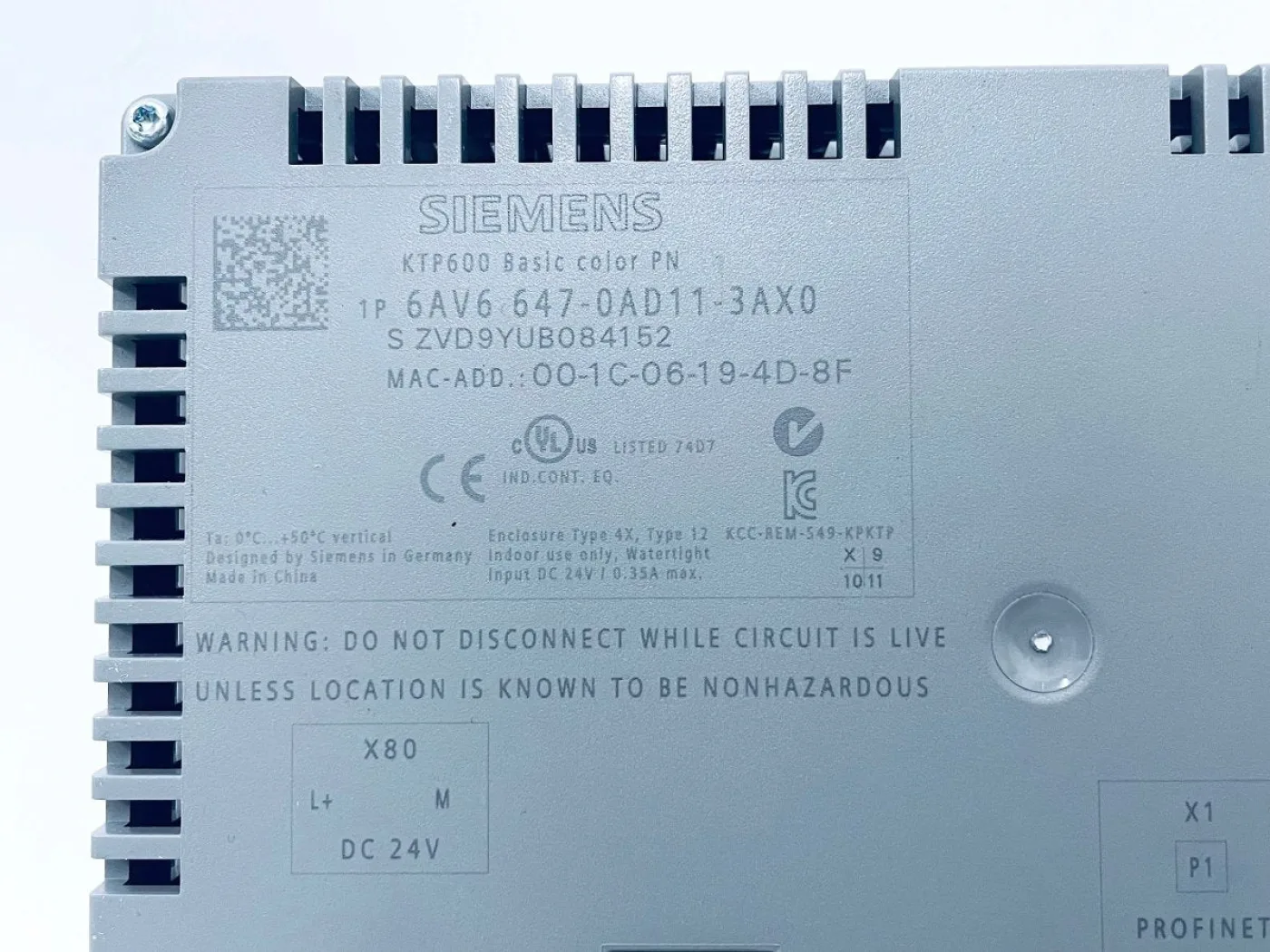 Siemens SIMATIC HMI KTP600 Basic Color PN 6AV6647-0AD11-3AX0 ZVD9YUBO84152 - 3