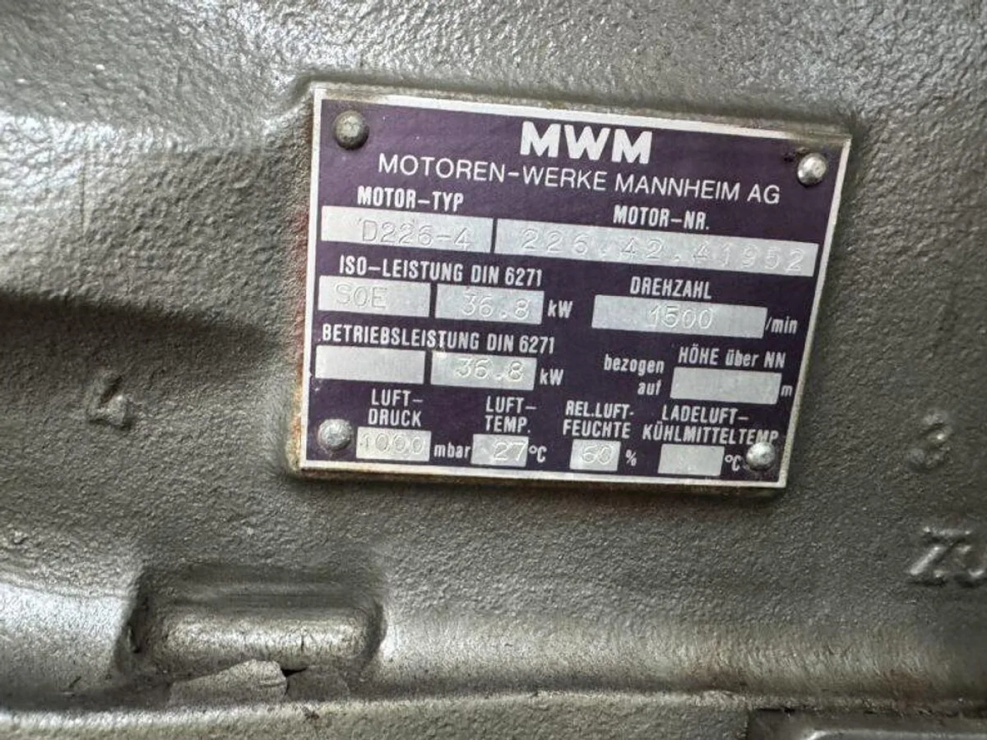 1985 MWM D226-4 / A.VAN KAICK GEN.SET 40 KVA - 2