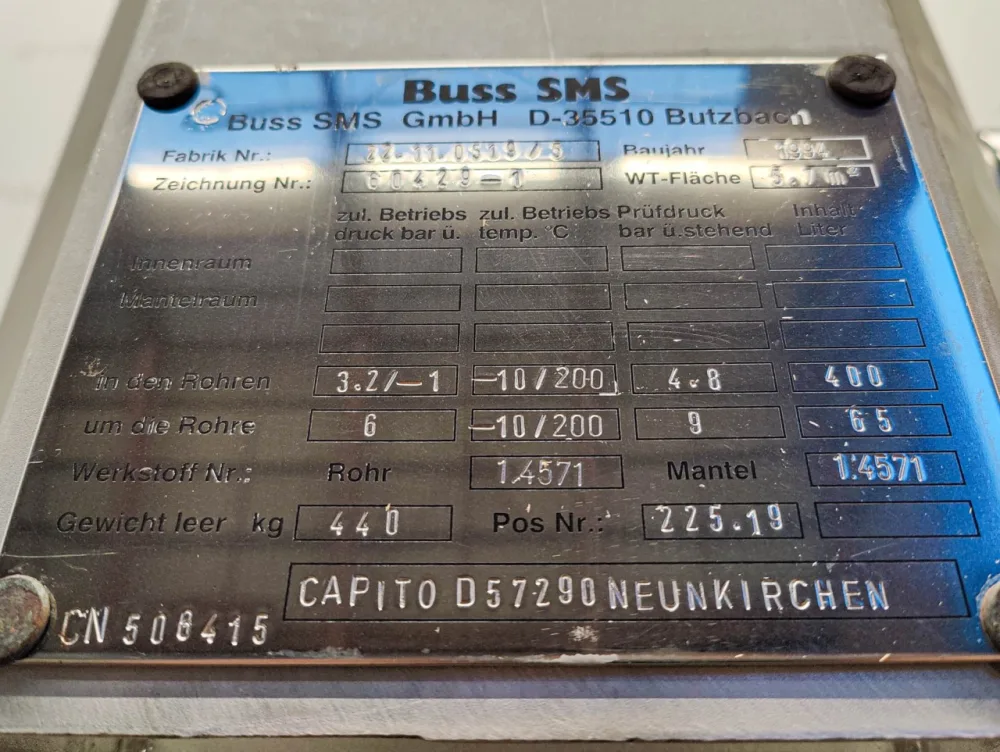 Buss-SMS trickling film cooler 5,7 m2 - Falling film evaporator