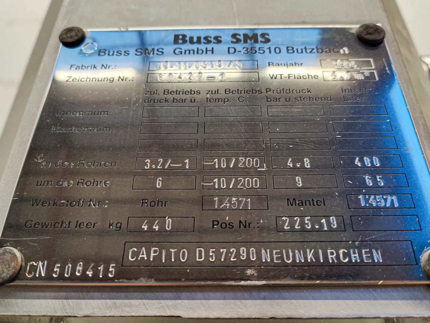 Buss-SMS trickling film cooler 5,7 m2 - Falling film evaporator - 1