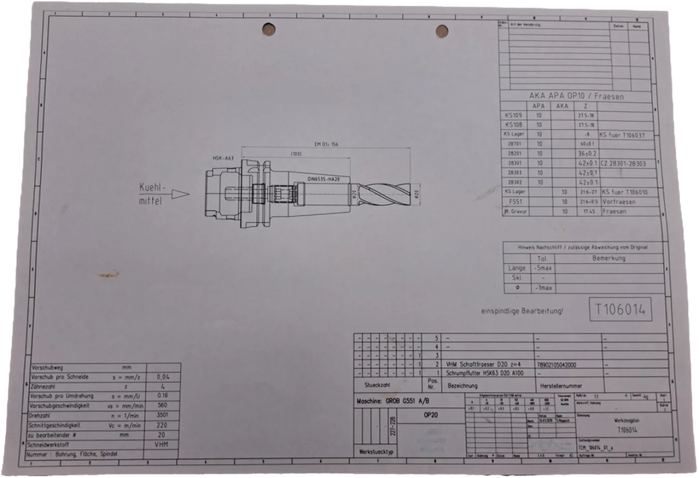 Komet VHM Schaftfraeser D20 Z=4 - 1