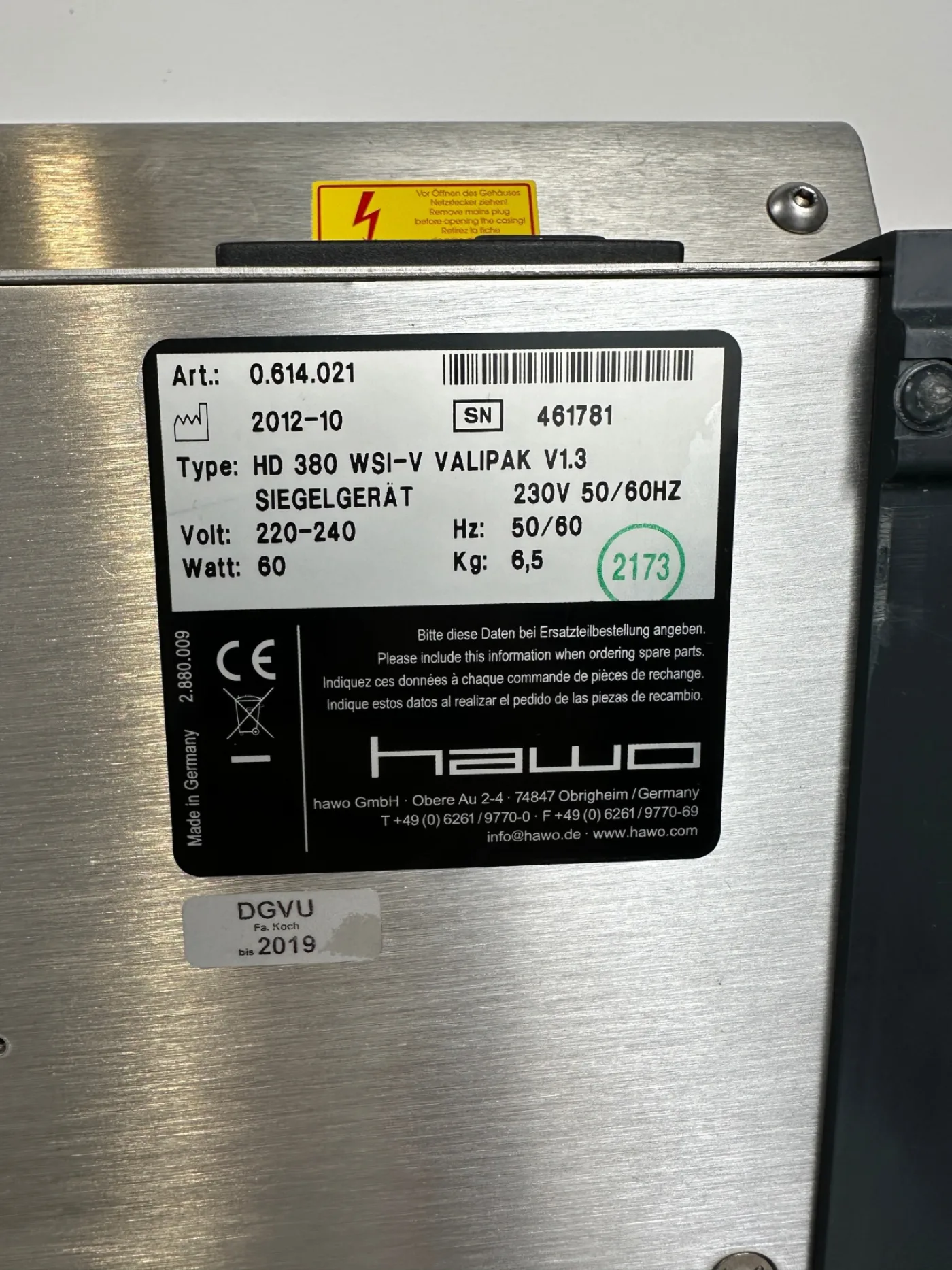 Hawo Siegelgerät HD380 WSI-V Valipak - 7
