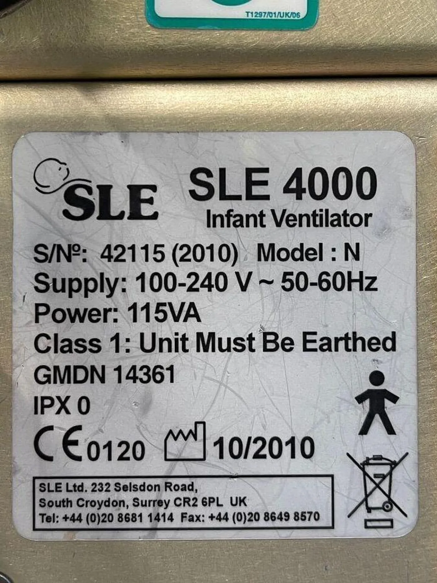 SLE 4000 Infant Ventilator YOM: 2010 - 7