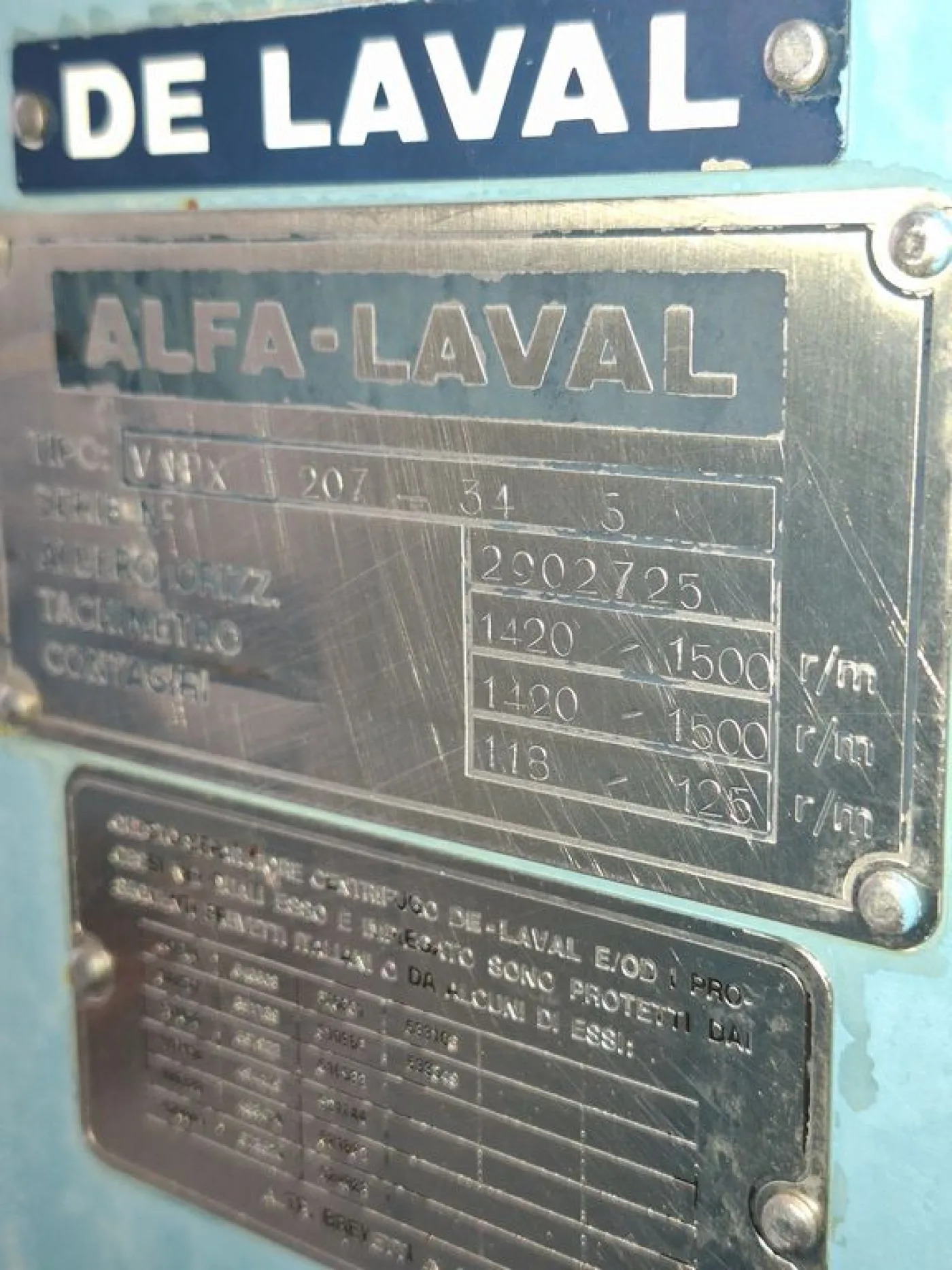 ALFA LAVAL CENTRIFUGE MODEL VNPX 207, SECOND-HAND MACHINE - 8