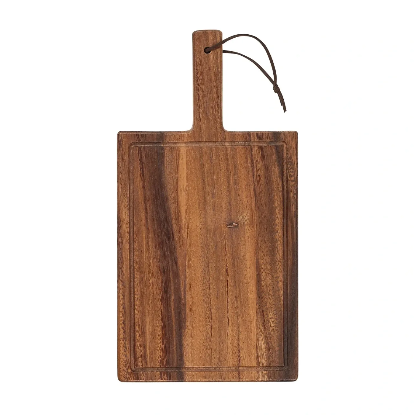 Tala Small Chunky Handled Board w Groove & Leather Tie in Lacquered Acacia (Pack of 6) - islandcatering - 1