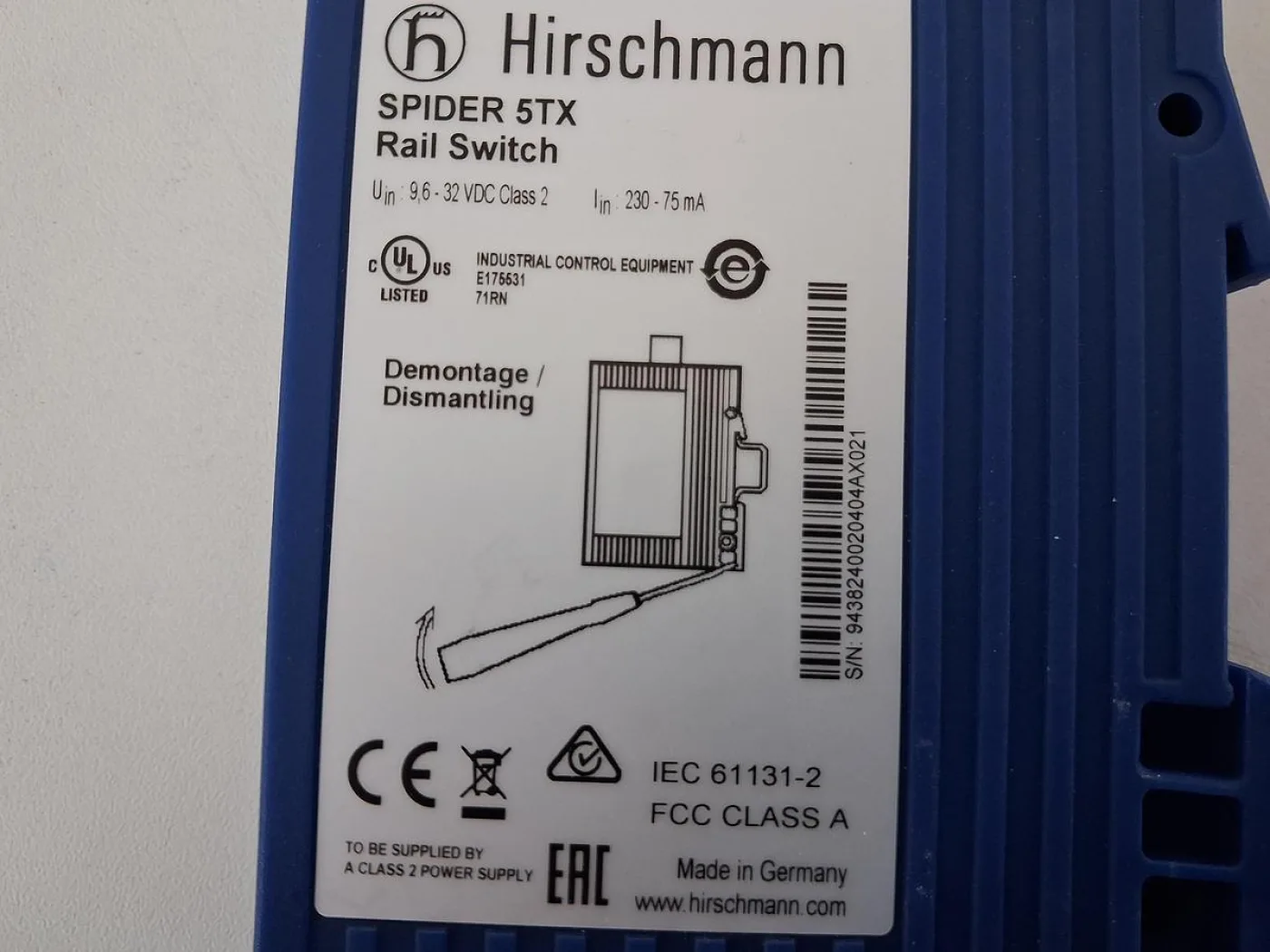 Hirschmann SPIDER 5TX Rail Switch - 7