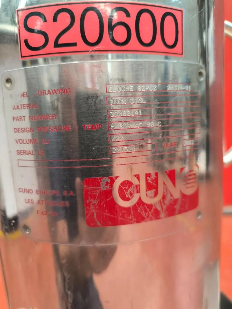 CUNO CLOCHE HOUSING FILTER 8ZPC2 STAINLESS STEEL 316 12 LITERS 5 BAR