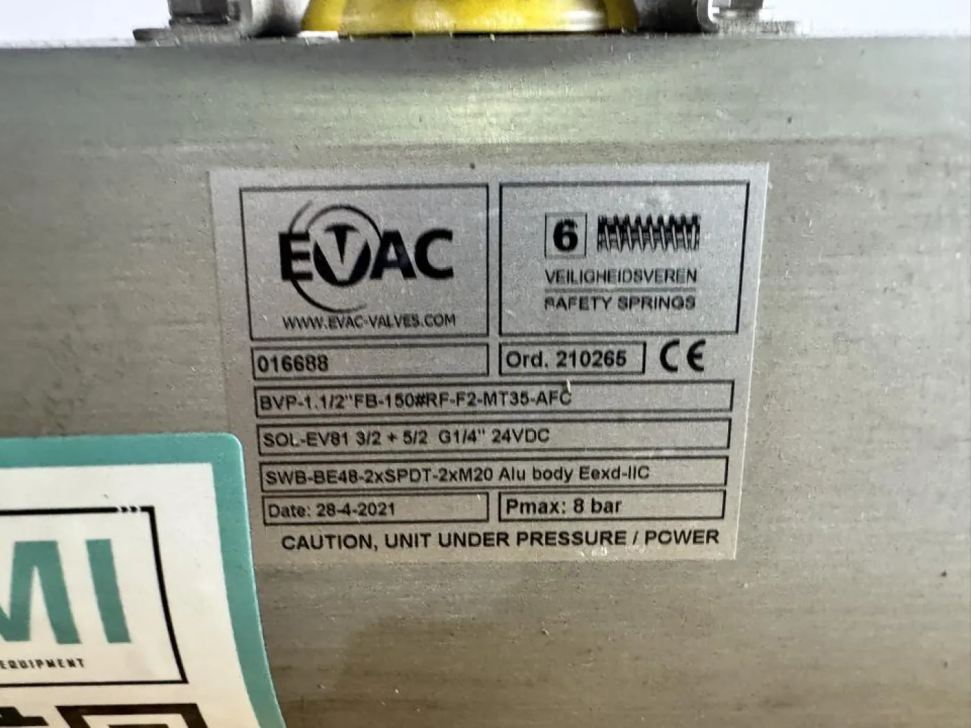 2021 EVAC / Max-Air Pneumatically Actuated Ball Valve Assembly - 2