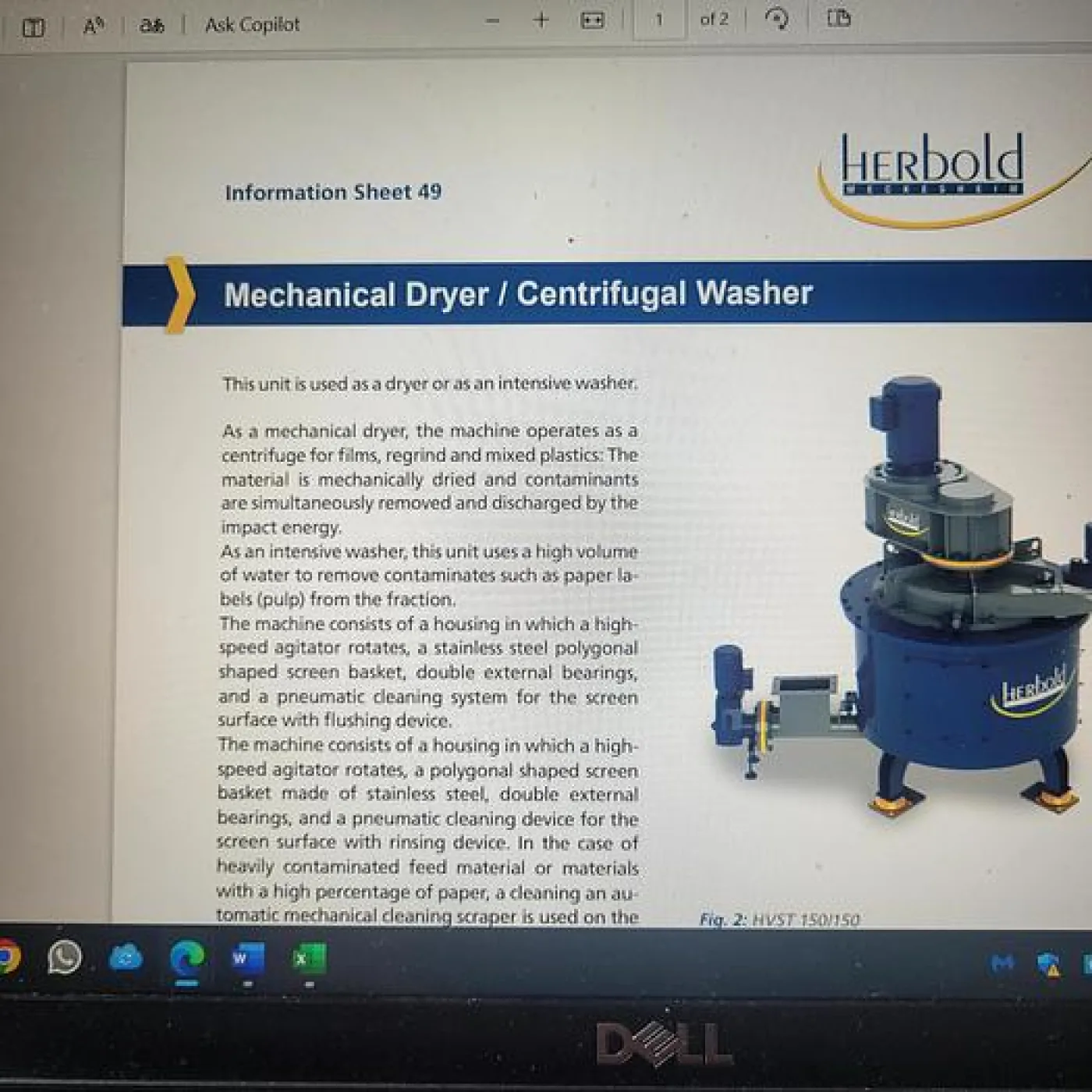 2003 Herbold Mechanical Dryer / Centrifugal Washer T 2015 - 5