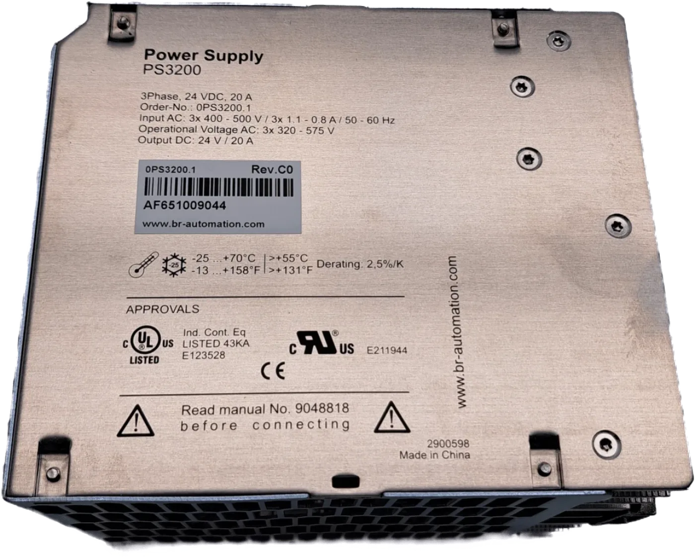 B&R 0PS3200.1 24 VDC Netzteil, 3-phasig, 20 A, Eingang 400 bis 500 VAC - 4