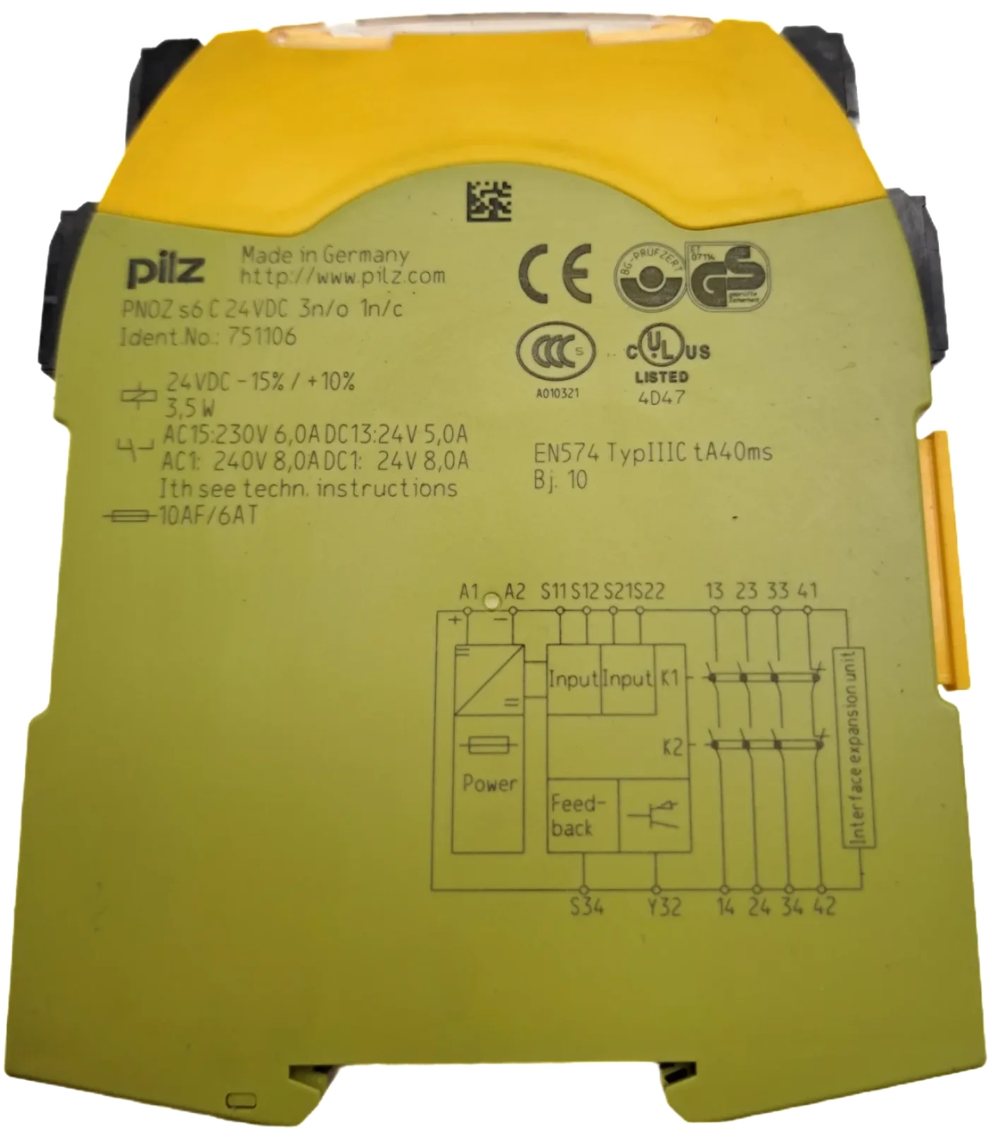 Pilz 751106 PNOZ s6 C 24VDC 3 n/o 1 n/c - 2