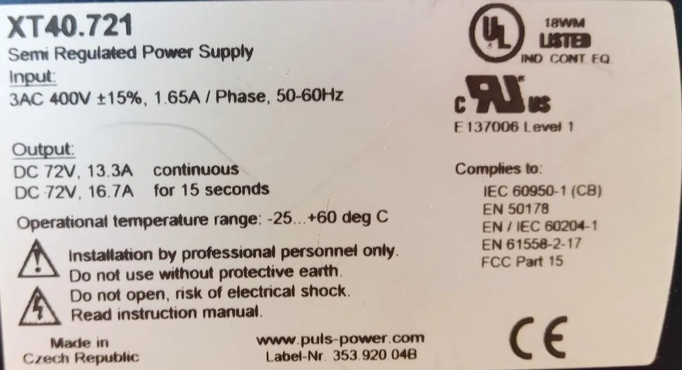 Puls Halbregulierte Stromversorgung XT40.721 - 4