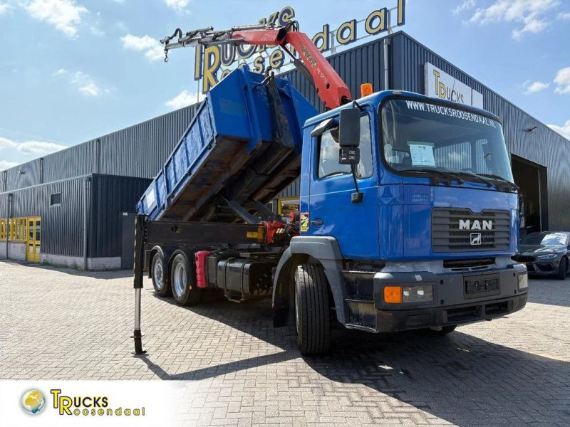 MAN F2000 28.364 + PALFINGER PK 12080 3X EXT + manual + Euro 2 + 6X2 + HOOK ARM SYSTEM + STEERING/LIFT SHAFT + REMOTE