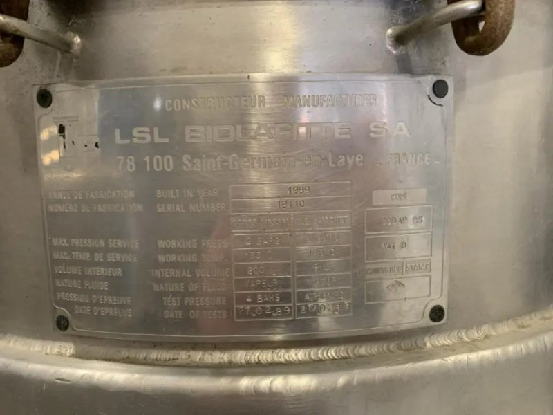 SKID BIOREACTOR LSL BIOLAFITTE STAINLESS STEEL 200 LITERS WITH USED SHIRT