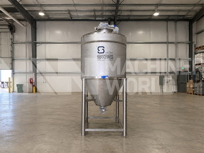 2,500 Ltr Sordi 316 Grade Stainless Steel Jacketed Tank with Sharp Conical Bottom and Scraped Surface Mixer (Year 2022 – NEVER USED)