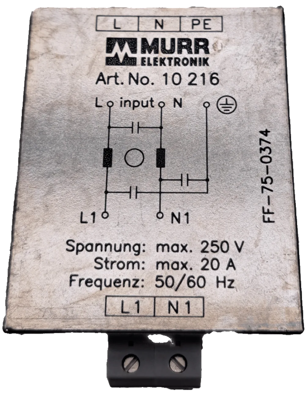 Murr-Electronic Line Filter 20 A 250 VAC / 10216