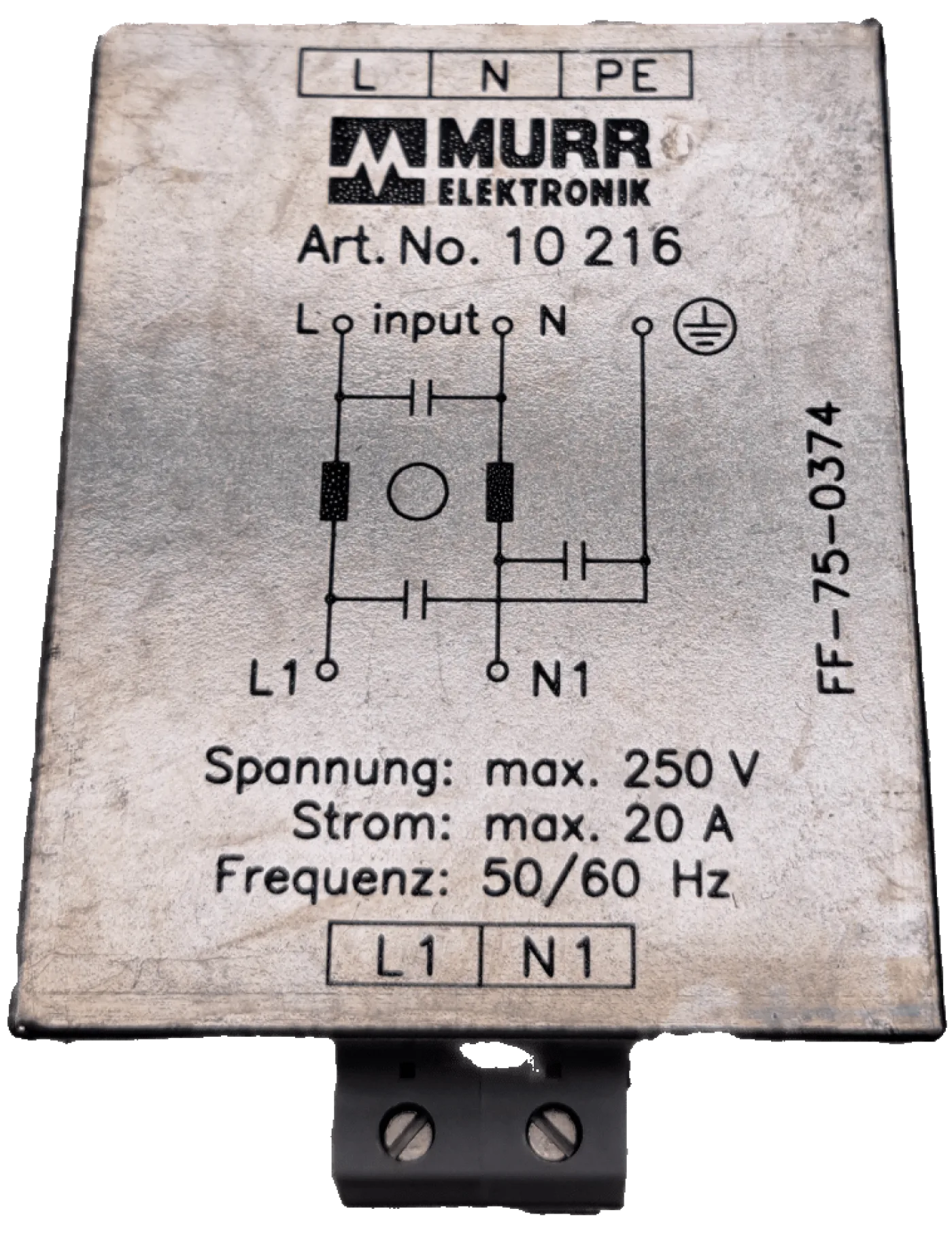 Murr-Electronic Line Filter 20 A 250 VAC / 10216 - 1