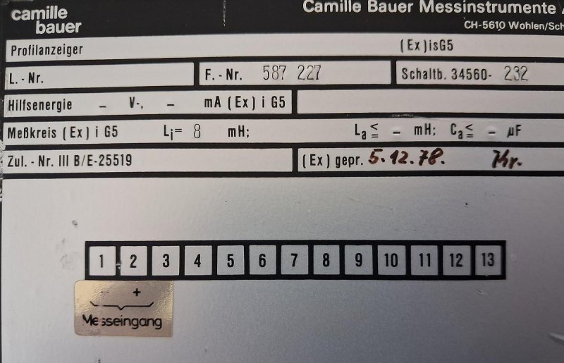 Camille Bauer Drehspulinstrument 4–20 mA Min/Max Temperaturanzeige 0–150 °C