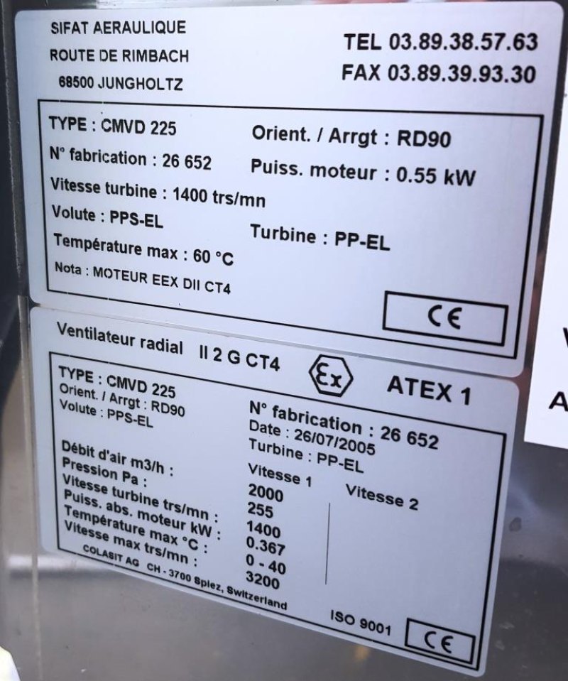 VENTILATORE CENTRIFUGO – SIFAT – Mod. CMVD 225