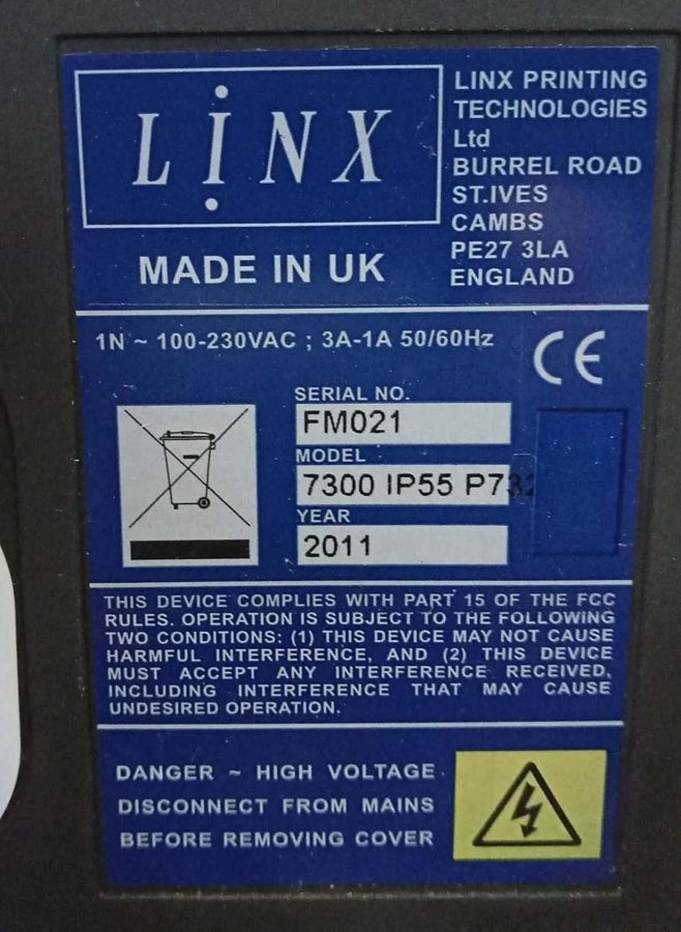 LINX 7300 IP55 P73 Industriedrucker mit Druckkopf Ultima 3103 C - 6