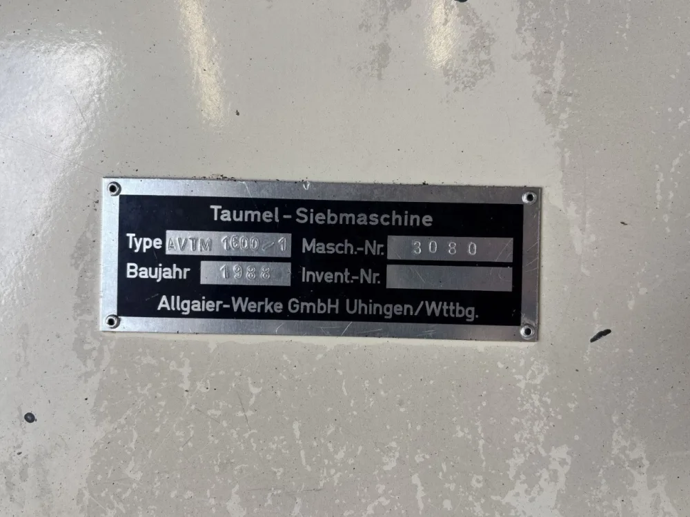 Allgaier AVTM-1600/1 - Tumbler screener