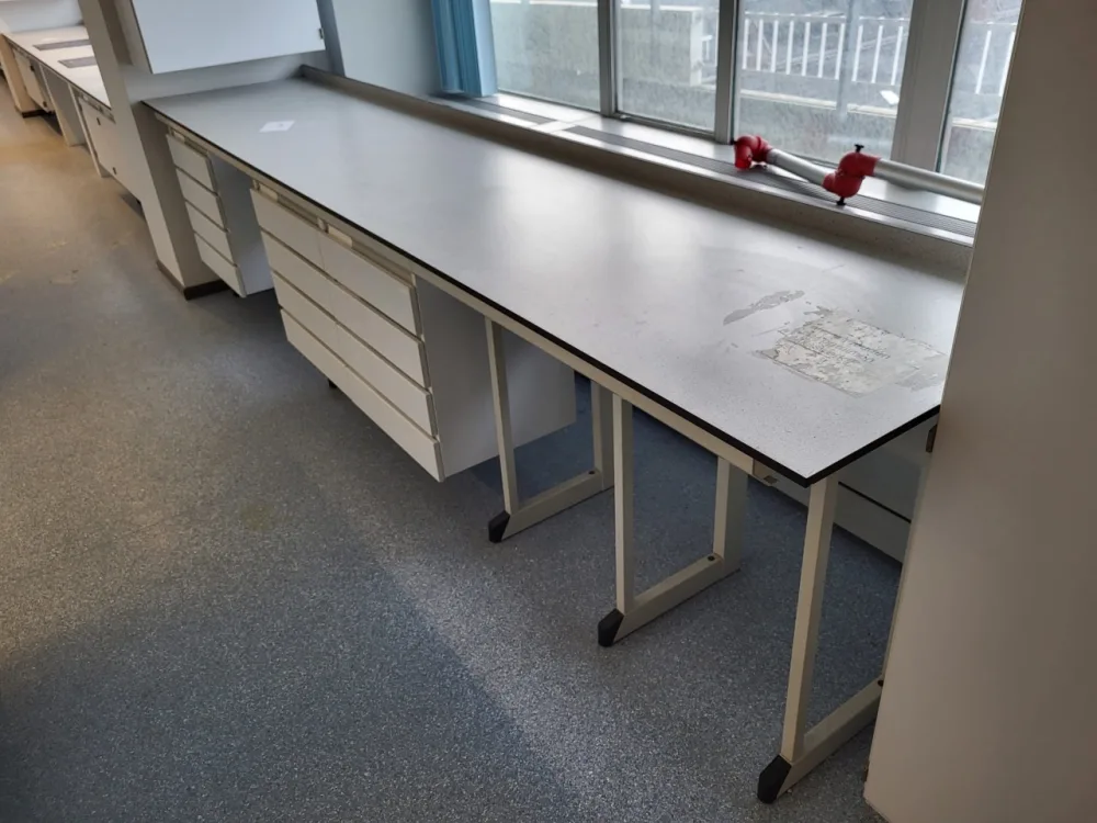 1974 - Used S+B Laboratory wall table (365 cm)