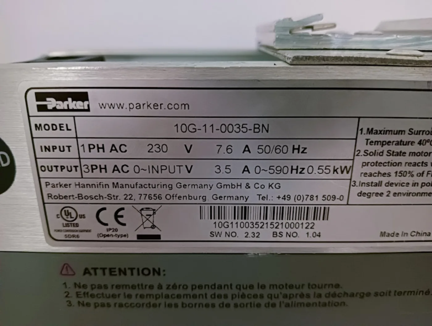 Parker Frequenzumrichter Nr. 10G-11-0035-BN - 5