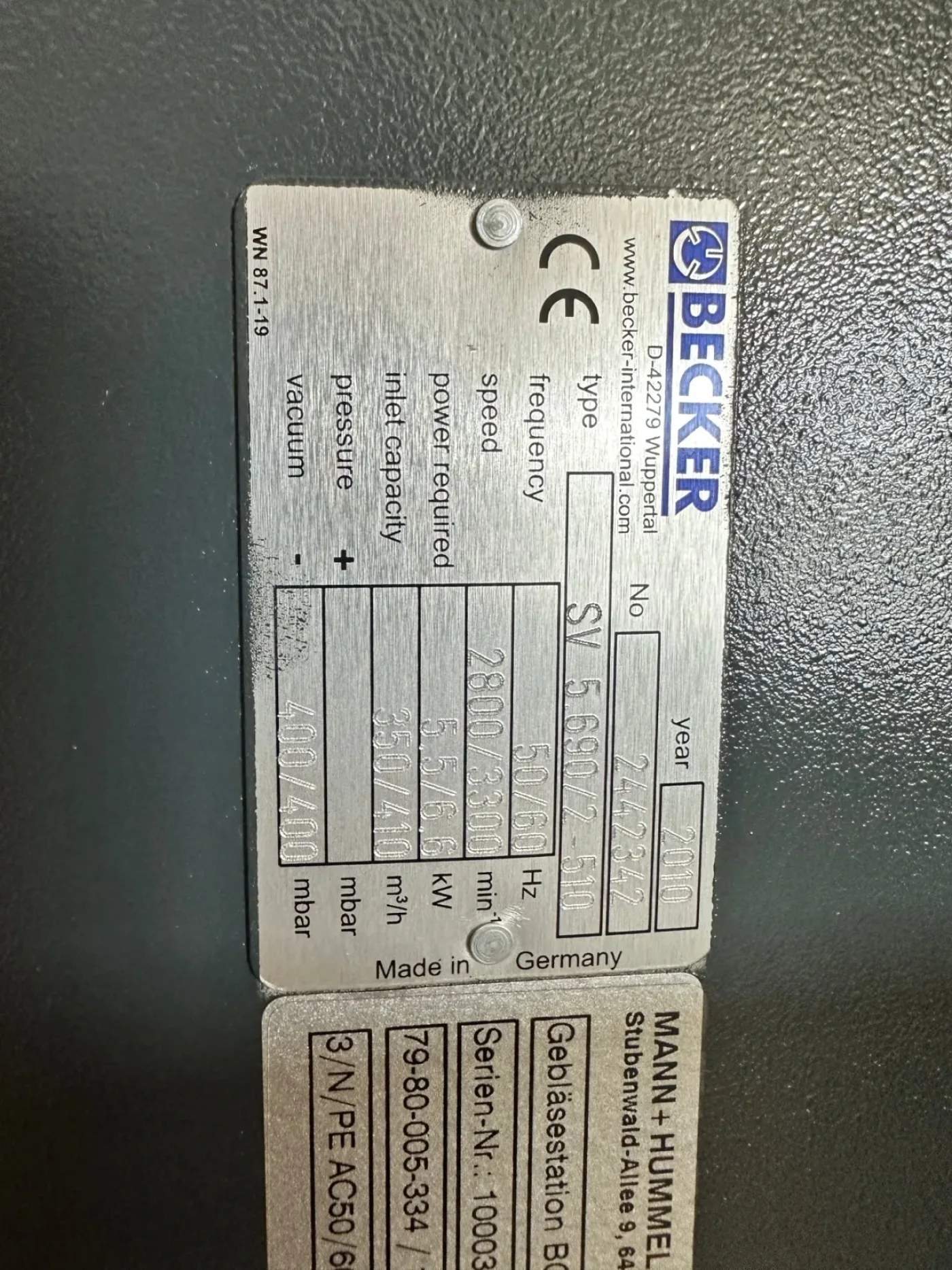 Mann+Hummel - Becker Gebläsestation BGSE/M56D-S - 5
